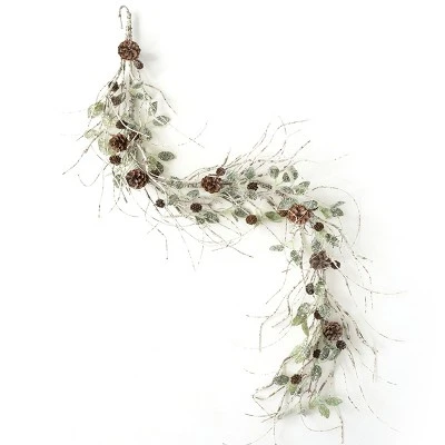 Sullivans Artificial Birch, Leaf and Pinecone Garland 60"L Green 5 Sullivans Artificial Birch, Leaf and Pinecone Garland 60"L Green - Image 3