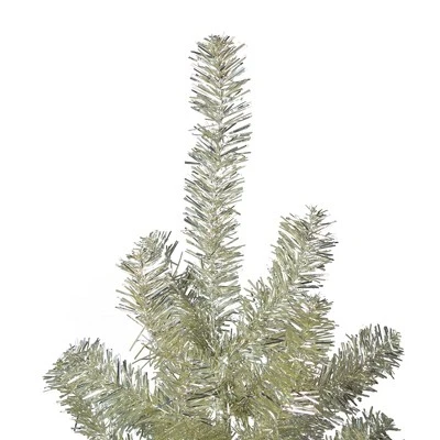 Northlight 4.5' Metallic Platinum Artificial Tinsel Christmas Tree - Unlit 4 Northlight 4.5' Metallic Platinum Artificial Tinsel Christmas Tree - Unlit - Image 2