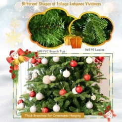 Tangkula Realistic Pre-Lit Christmas Tree 6FT Hinged Artificial Pine Tree W/ 310 LED Lights & 1664 New Tips -Outlet Xmas Decor Tree Store GUEST b5bc2d30 3f9c 4e98 abf7 a09050998d07