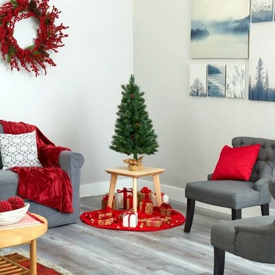 3ft Nearly Natural Pre-Lit LED Fraser Fir with Pinecones Artificial Christmas Tree Clear Lights in Burlap Base 7 3ft Nearly Natural Pre-Lit LED Fraser Fir with Pinecones Artificial Christmas Tree Clear Lights in Burlap Base - Image 5