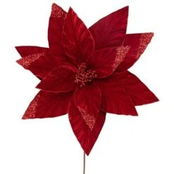 Northlight 24" Red Glittered Poinsettia Christmas Stem Spray -Outlet Xmas Decor Tree Store GUEST b731ce56 14a3 4882 8e1f 190eaad655d3