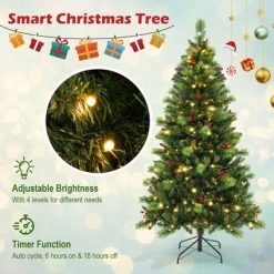 Costway 6FT/7FT/8FT Pre-Lit Artificial Christmas Tree 9 Lighting Modes with 300/400/500 LED Lights & Timer 18 Costway 6FT/7FT/8FT Pre-Lit Artificial Christmas Tree 9 Lighting Modes with 300/400/500 LED Lights & Timer -Outlet Xmas Decor Tree Store GUEST b7c77133 06a3 4f0c 940d a7a2a27202d8