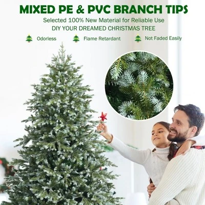 Costway 7ft Artificial Christmas Spruce Hinged Tree w/ 1260 Mixed PE & PVC Tips 8 Costway 7ft Artificial Christmas Spruce Hinged Tree w/ 1260 Mixed PE & PVC Tips - Image 6