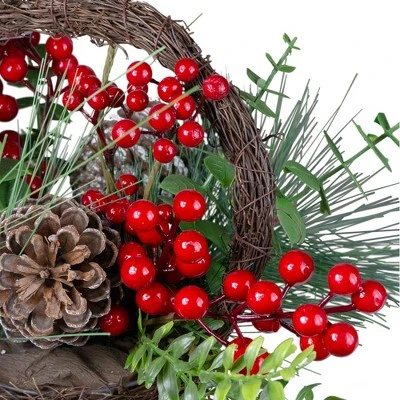 Northlight 15" Eucalyptus Pine and Berry Artificial Christmas Grapevine Basket 3 Northlight 15" Eucalyptus Pine and Berry Artificial Christmas Grapevine Basket