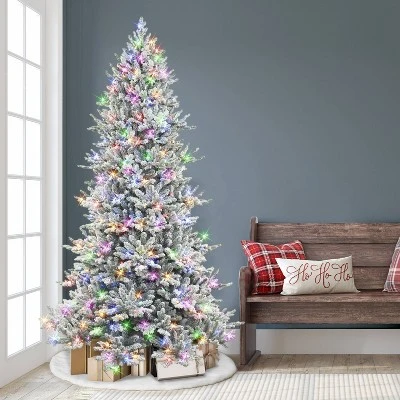 Puleo 7.5' Pre-Lit LED Flocked Downswept Full Royal Majestic Douglas Fir Artificial Christmas Tree Color Select Lights 4 Puleo 7.5' Pre-Lit LED Flocked Downswept Full Royal Majestic Douglas Fir Artificial Christmas Tree Color Select Lights - Image 2