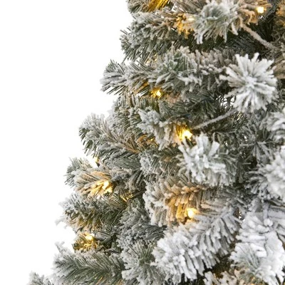 6ft Nearly Natural Pre-Lit LED Flocked West Virginia Fir Artificial Christmas Tree Clear Lights 4 6ft Nearly Natural Pre-Lit LED Flocked West Virginia Fir Artificial Christmas Tree Clear Lights - Image 2