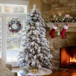 Haute Decor Haute Décor 7.5' Pre-Lit LED Flocked Berkshire Spruce Artificial Christmas Tree White Lights -Outlet Xmas Decor Tree Store GUEST b8a0d867 b960 48b1 8305 833c1a270cfe