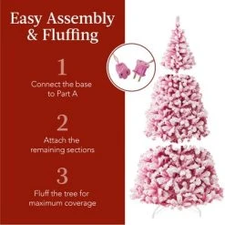 Best Choice Products Prelit Pink Artificial Christmas Tree, Snow Flocked Fir Holiday Decoration 13 Best Choice Products Prelit Pink Artificial Christmas Tree, Snow Flocked Fir Holiday Decoration -Outlet Xmas Decor Tree Store GUEST b8c3e119 de01 42b3 8823 3d350d26699e