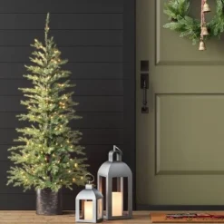 5' Pre-lit Potted Indexed Balsam Fir Artificial Christmas Tree Clear Lights - Wondershop™