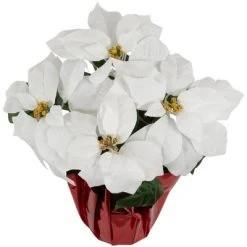 Northlight 14.5" White Artificial Christmas Poinsettia with Red Wrapped Base 9 Northlight 14.5" White Artificial Christmas Poinsettia with Red Wrapped Base -Outlet Xmas Decor Tree Store GUEST b90db057 65d5 493c 9476 f2cded499663