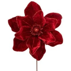 Northlight 24" Red Velvet Glittered Magnolia Christmas Stem Spray -Outlet Xmas Decor Tree Store GUEST b91b9cb9 59ca 4808 8a47 96f73d8c1119