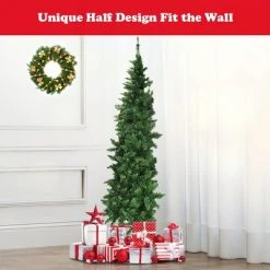 Costway 6ft Pre-lit PVC Artificial Half Christmas Tree 250 LED Lights -Outlet Xmas Decor Tree Store GUEST b9384e65 265b 4e4a b9af ca81abe9d6db