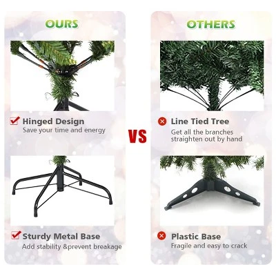 Tangkula 7.5'Artificial Green PVC Christmas Fir Tree Outdoor w/ Metal Stand and 700 LED Lights 11 Tangkula 7.5'Artificial Green PVC Christmas Fir Tree Outdoor w/ Metal Stand and 700 LED Lights - Image 9