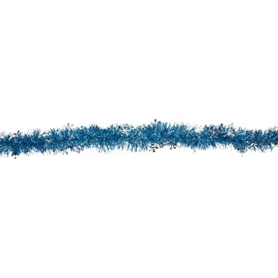 Northlight 12' x 3" Sky Blue and Silver Snowflakes Christmas Tinsel Garland - Unlit 5 Northlight 12' x 3" Sky Blue and Silver Snowflakes Christmas Tinsel Garland - Unlit - Image 3