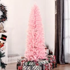 HOMCOM Tall Unlit Slim Douglas Fir Artificial Christmas Tree with Realistic Branches with Tips, Pink 12 HOMCOM Tall Unlit Slim Douglas Fir Artificial Christmas Tree with Realistic Branches with Tips, Pink -Outlet Xmas Decor Tree Store GUEST ba22c8bc 7943 45ce 99d3 3f966a50eb22