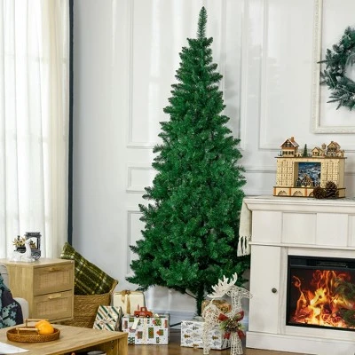 HOMCOM Half Artificial Christmas Tree Holiday Decoration with Auto Open, Steel Base 4 HOMCOM Half Artificial Christmas Tree Holiday Decoration with Auto Open, Steel Base - Image 2