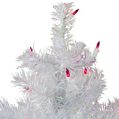 Northlight 3' Pre-Lit Slim White Iridescent Pine Artificial Christmas Tree - Pink Lights 4 Northlight 3' Pre-Lit Slim White Iridescent Pine Artificial Christmas Tree - Pink Lights - Image 2