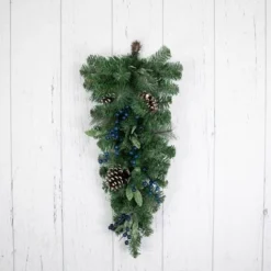 Northlight 28" Mixed Pine and Blueberries Artificial Christmas Teardrop Swag - Unlit -Outlet Xmas Decor Tree Store GUEST bb107a19 b598 4e19 87cb 7a5aa57101af