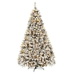 Costway 6ft/7.5ft/9ft Pre-Lit Premium Snow Flocked Hinged Artificial Christmas Tree with 250 Lights/450 Light/550 Lights -Outlet Xmas Decor Tree Store GUEST bb22dace 38d0 4d67 9d61 1b0e9c89e24f