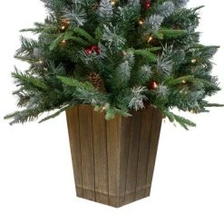 Northlight 4' Pre-Lit Frosted Mixed Berry Pine Artificial Christmas Tree in Pot - Clear Lights -Outlet Xmas Decor Tree Store GUEST bc06a20f cded 4b52 8a4d 5b18086527c4