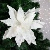 Northlight 24" Cream Glittered Poinsettia Christmas Stem Spray