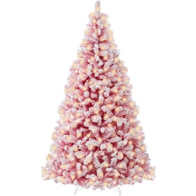 Best Choice Products Prelit Pink Artificial Christmas Tree, Snow Flocked Fir Holiday Decoration 9 Best Choice Products Prelit Pink Artificial Christmas Tree, Snow Flocked Fir Holiday Decoration - Image 7