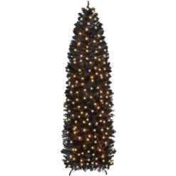 Best Choice Products Pre-Lit Black Artificial Christmas Tree, Holiday Pencil Tree w/ Metal Base -Outlet Xmas Decor Tree Store GUEST bd29f767 7ca7 4a4f b063 efde8b5b78b5