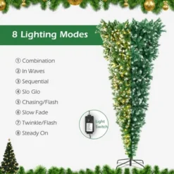 Tangkula 7.5FT Pre-lit Upside Down Christmas Tree, Artificial Tree w/400 Warm White LED Lights & 8 Lighting Modes, Snowy Inverted Christmas Tree -Outlet Xmas Decor Tree Store GUEST bd821a52 aa82 40ed bb36 dabbc77f8e9a
