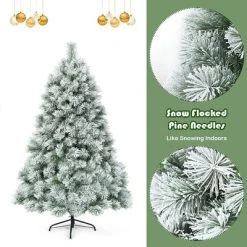 Costway 6ft or 7ft Premium Hinged Artificial Christmas Tree Snowy Pine Needles 18 Costway 6ft or 7ft Premium Hinged Artificial Christmas Tree Snowy Pine Needles -Outlet Xmas Decor Tree Store GUEST bdf85f1e 4682 4cdc 8316 08b5ba76a890