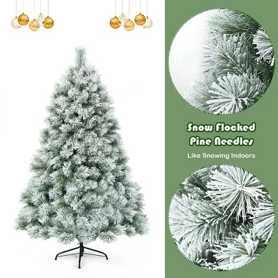 Costway 6ft or 7ft Premium Hinged Artificial Christmas Tree Snowy Pine Needles 8 Costway 6ft or 7ft Premium Hinged Artificial Christmas Tree Snowy Pine Needles - Image 6