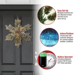 National Tree Company Pre-Lit Artificial Christmas Hanging Snowflake, Green, Glittery Bristle Pine, with Pine Cones, Frosted Branches,18 Inches 9 National Tree Company Pre-Lit Artificial Christmas Hanging Snowflake, Green, Glittery Bristle Pine, with Pine Cones, Frosted Branches,18 Inches -Outlet Xmas Decor Tree Store GUEST be874530 cd84 4f36 bb26 788d52f2f50e