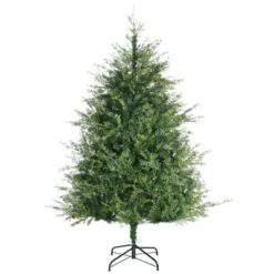 HOMCOM 6ft Artificial Christmas Tree Holiday Decoration with Auto Open, Steel Base, Wide Shape, Green -Outlet Xmas Decor Tree Store GUEST be912673 b910 463f b8c6 571ce27fb434