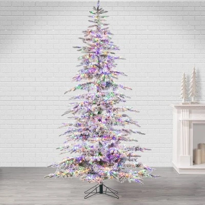 7.5ft Sterling Tree Company Full Flocked Mountain LED Pre-Lit Pine Artificial Christmas Tree 3 7.5ft Sterling Tree Company Full Flocked Mountain LED Pre-Lit Pine Artificial Christmas Tree