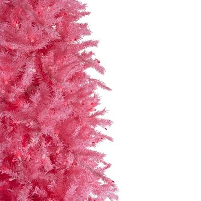 Northlight 7.5' Pre-Lit Pink Tinsel Slim Artificial Christmas Tree - Pink Lights 5 Northlight 7.5' Pre-Lit Pink Tinsel Slim Artificial Christmas Tree - Pink Lights - Image 3
