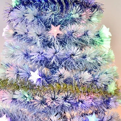 HOMCOM Pre-Lit Douglas Fir Artificial Christmas Tree with 230 Tips, 26 Fiber Optic Lights, White/Blue 9 HOMCOM Pre-Lit Douglas Fir Artificial Christmas Tree with 230 Tips, 26 Fiber Optic Lights, White/Blue - Image 7