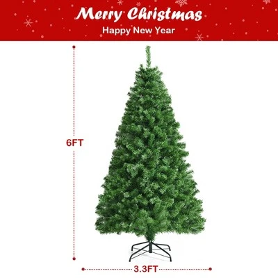 Costway 6ft Pre-lit Fiber Optic PVC Artificial Christmas Tree w/ 617 Branch Tips 5 Costway 6ft Pre-lit Fiber Optic PVC Artificial Christmas Tree w/ 617 Branch Tips - Image 3