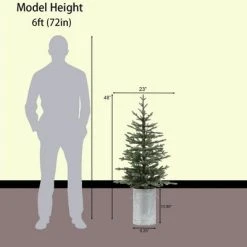 LuxenHome 4ft Pre-Lit LED Artificial Fir Slim Christmas Tree Christmas Decoration with Metal Pot -Outlet Xmas Decor Tree Store GUEST c0a18c91 9987 402a 9441 b287d4de7835
