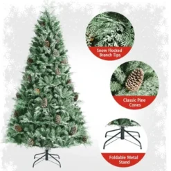 Tangkula 8 Ft Artificial Christmas Tree Mixed PE & PVC Xmas Tree Office and Party Festival Holiday Decor Green -Outlet Xmas Decor Tree Store GUEST c0f6689c fec5 448c b37c 0e63c405f47b