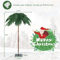 Tangkula 6 ft Led Lighted Christmas Palm Tree Pre-lit Artificial Palm Tree w/250 Led Lights & Metal Base Tropical Style Hinged Christmas Tree -Outlet Xmas Decor Tree Store GUEST c100f9bc 2330 4113 be25 4347c50132e8