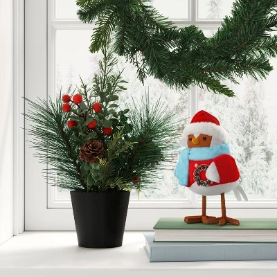 14" Potted Mixed Greenery with Pinecones & Berries Christmas Artificial Plant Arrangement - Wondershop™ 3 14" Potted Mixed Greenery with Pinecones & Berries Christmas Artificial Plant Arrangement - Wondershop™