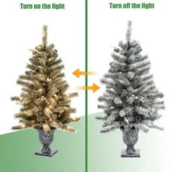 LuxenHome Set of 2 4Ft Pre-Lit LED Artificial Flocked Pine Christmas Tree with Pine Cones and Urn Pot 19 LuxenHome Set of 2 4Ft Pre-Lit LED Artificial Flocked Pine Christmas Tree with Pine Cones and Urn Pot -Outlet Xmas Decor Tree Store GUEST c24d28b5 51cb 4f82 9e1b 2290df6123d1