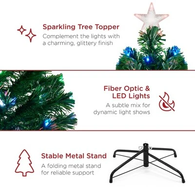 Best Choice Products 7ft Pre-Lit Fiber Optic Artificial Pine Christmas Tree w/ 280 Multicolored LED Lights, 8 Sequences 6 Best Choice Products 7ft Pre-Lit Fiber Optic Artificial Pine Christmas Tree w/ 280 Multicolored LED Lights, 8 Sequences - Image 4