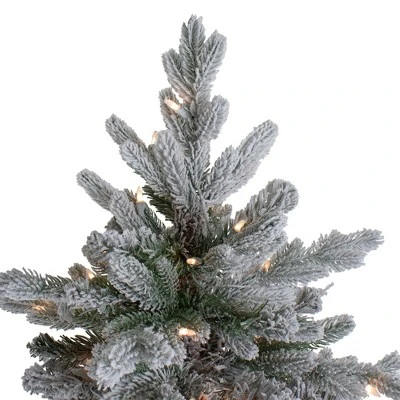 Northlight 6.5' Pre-Lit Flocked Saratoga Spruce Artificial Christmas Tree - Clear Lights 6 Northlight 6.5' Pre-Lit Flocked Saratoga Spruce Artificial Christmas Tree - Clear Lights - Image 4