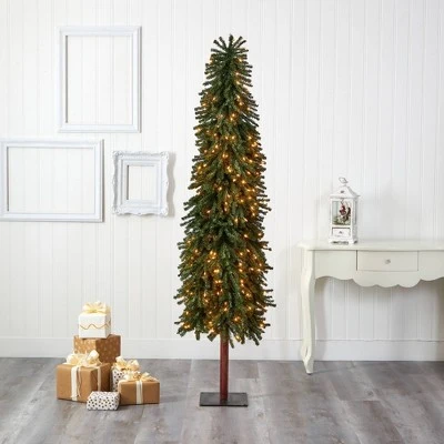 7ft Nearly Natural Pre-Lit Grand Alpine Slim Artificial Christmas Tree Clear Lights 6 7ft Nearly Natural Pre-Lit Grand Alpine Slim Artificial Christmas Tree Clear Lights - Image 4