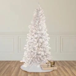 Northlight 9' Pre-Lit Flocked Norway White Pine Artificial Christmas Tree, Warm White LED Lights