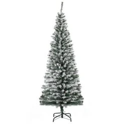 HOMCOM Tall Unlit Snow-Flocked Slim Artificial Christmas Tree with Realistic Branches -Outlet Xmas Decor Tree Store GUEST c3bc64d4 8a98 4344 8d6f 45f441d1c07e