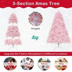 Costway 6 FT Flocked Artificial Christmas Tree Hinged with 350 LED Lights 808 Branch Tips -Outlet Xmas Decor Tree Store GUEST c44e945e f1e6 4791 af9b 69cf1554d044