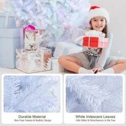 Costway 6ft White Iridescent Tinsel Artificial Christmas Tree w/ 792 Branch Tips -Outlet Xmas Decor Tree Store GUEST c49fa390 f204 45c1 91cb 99722a066bca