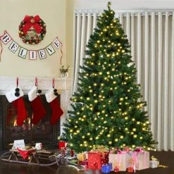 Tangkula 8'Pre-Lit Artificial Christmas Tree w/ 1438 PVC Hinged Tips and 430 LED Lights -Outlet Xmas Decor Tree Store GUEST c528e906 5442 4dc1 b036 169106e4903e