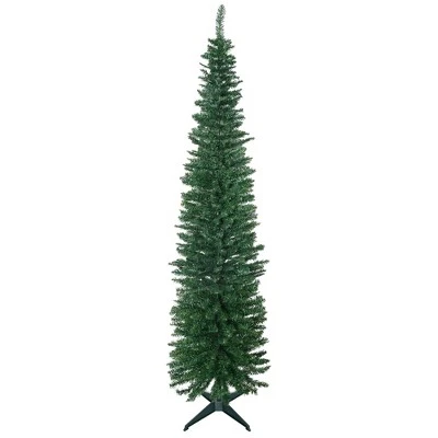 HOMCOM 82.75" Slim Noble Fir Unlit Artificial Christmas Tree with Realistic Branches and 499 Tips 5 HOMCOM 82.75" Slim Noble Fir Unlit Artificial Christmas Tree with Realistic Branches and 499 Tips - Image 3